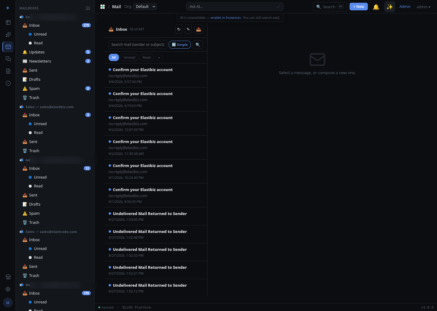 Inbox with AI classification labels