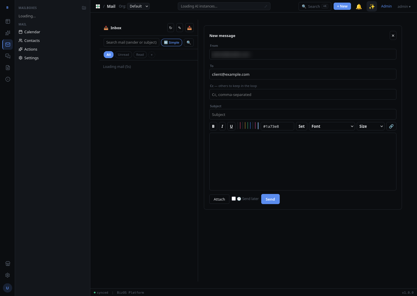 Compose window with To / Cc / Subject
